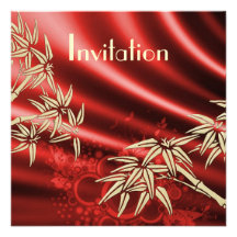 Invitation tout le bambou rouge en soie d'occasion