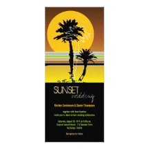 invitation tropical de mariage de rétro coucher du