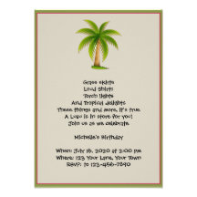 Invitation tropicale de partie de Luau de palmier