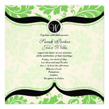 invitation vert de mariage de Paisley de damassé