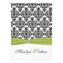 Invitation verte, blanche et noire de la damassé I