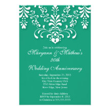 Invitation verte d'anniversaire de mariage de dama
