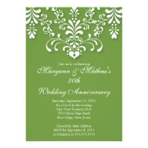 Invitation verte d'anniversaire de mariage de dama