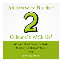 Invitation verte d'anniversaire des numéros 2 idio