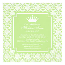 Invitation verte de fête d'anniversaire de princes