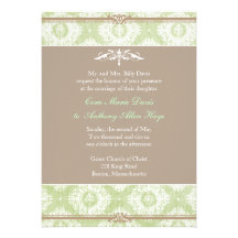 Invitation verte de Victoria mariage damassé