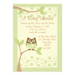 Invitation verte molle de baby shower de hibou