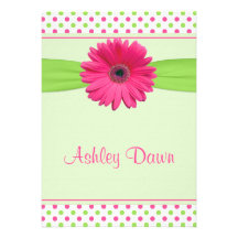 Invitation verte rose de bat mitzvah de Gerber de 