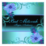 Invitation vibrant bleu et pourpre de bat mitzvah 