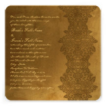 Invitation vintage carrée de Brown mariage damassé