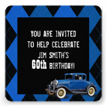 Invitation vintage d'anniversaire de voiture