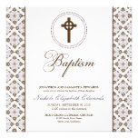 Invitation vintage de baptême de grâce (chocolat/l
