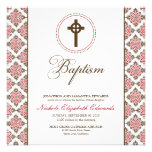 Invitation vintage de baptême de grâce (chocolat/r