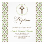 Invitation vintage de baptême de grâce (chocolat/v