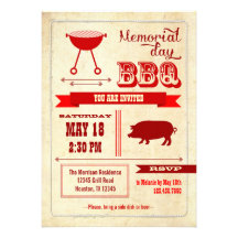 Invitation vintage de BBQ de Jour du Souvenir