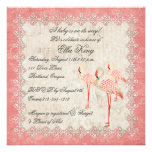 Invitation vintage de bébé de flamants de rose de 