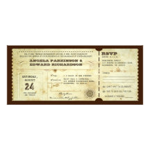 invitation vintage de billet de mariage avec la co