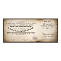 invitation vintage de billet de mariage avec la co