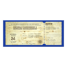 invitation vintage de billet de mariage avec la co