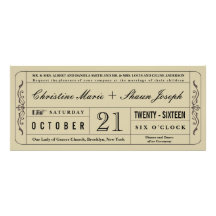 Invitation vintage de billet de mariage de style