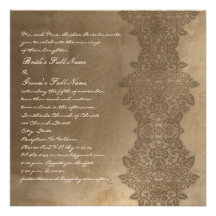 Invitation vintage de Brown mariage damassé d'or