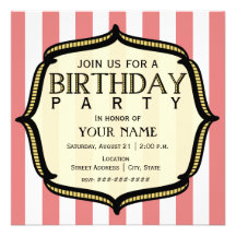 Invitation vintage de fête d'anniversaire