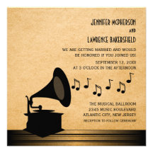 Invitation vintage de mariage de phonographe de bo