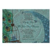 Invitation vintage de mariage de plume de cage à o