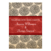 Invitation vintage de mariage de Zinnia, rouge