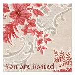 Invitation vintage de papier peint de fleurs rayée