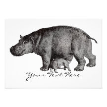 Invitation vintage d'hippopotame