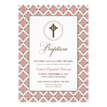Invitation vintage du baptême 5x7 de grâce (brun/r