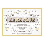 Invitation vintage fleurie blanche de barbecue de 