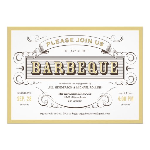 Invitation vintage fleurie blanche de barbecue de 