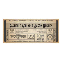 Invitation vintage IV de billet de mariage -- ère 