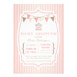 Invitation vintage rose de baby shower de typograp