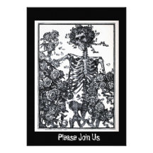Invitation vintage squelettique noire de Halloween
