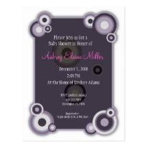Invitation violette de baby shower de cercle carte postale