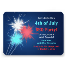 Invitations 4 juillet de partie de BBQ de cierges 