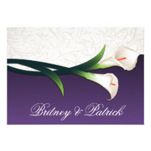 Invitations argentées blanches pourpres de mariage