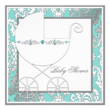 Invitations argentées bleues turquoises de baby sh
