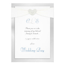 Invitations blanches de mariage d'hiver argenté et