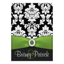 Invitations blanches noires de mariage de vert de 