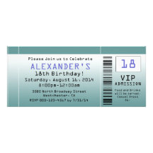 Invitations bleu-vert de billet