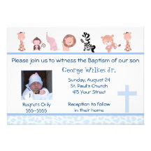 Invitations bleues adorables mignonnes 5x7 de bapt