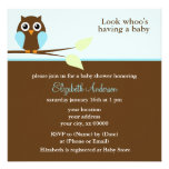 Invitations bleues de baby shower de hibou de mod
