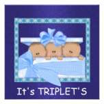 Invitations BLEUES de baby shower de TRIPLETS de G