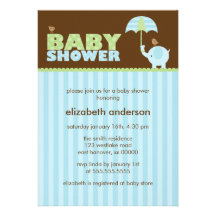 Invitations bleues de baby shower d'éléphant
