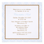 Invitations bleues de baptême de damassé