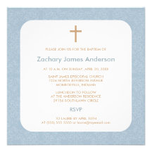 Invitations bleues de damassé et de baptême de cro